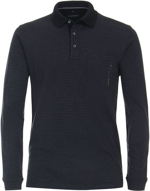 Casa Moda Longsleeve Polo Streep Navy Product