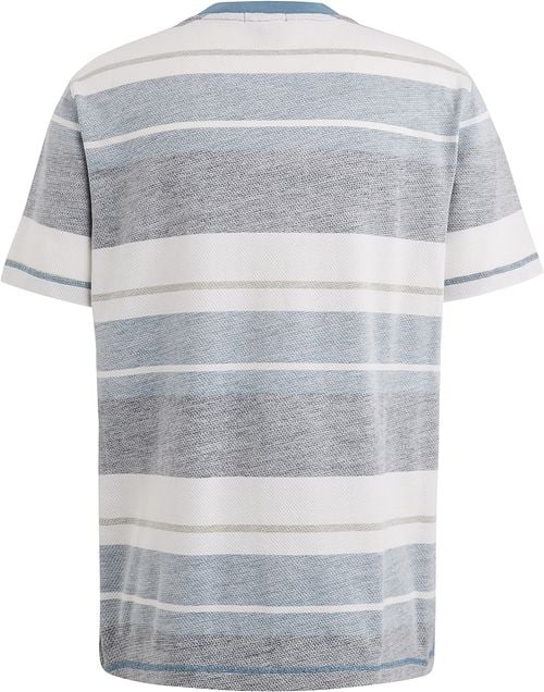 Cast Iron T-shirt Knitted Streep Blauw Product / Achterkant