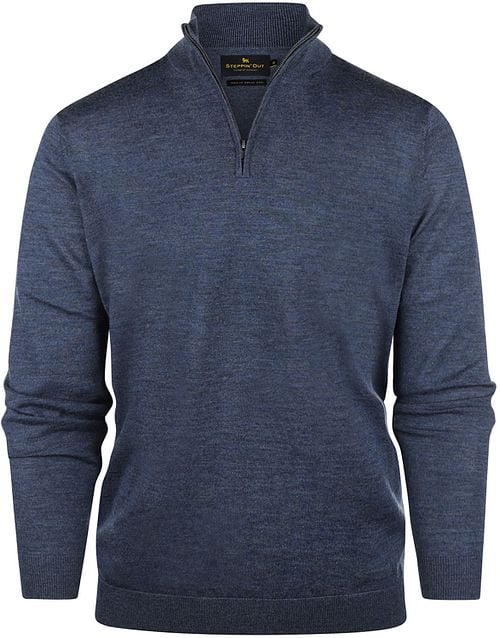 Steppin' Out Half Zip Trui Merinowol Indigo Blauw Product