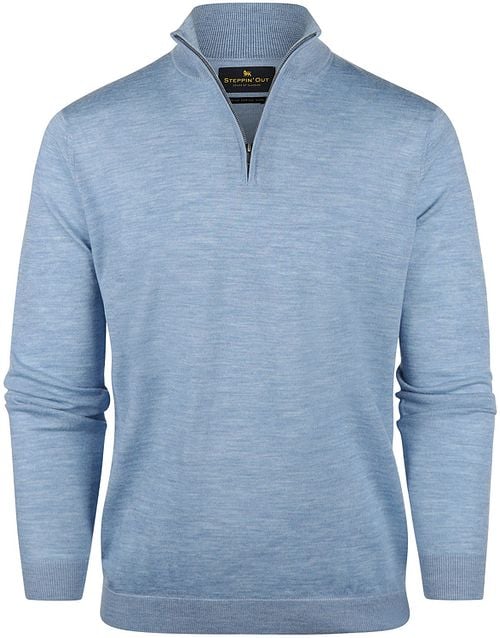 Steppin' Out Half Zip Trui Merinowol Sky Blue Product