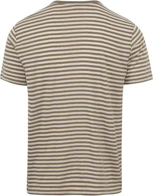 Armor-Lux T-Shirt Linen Stripes Green Product / Achterkant