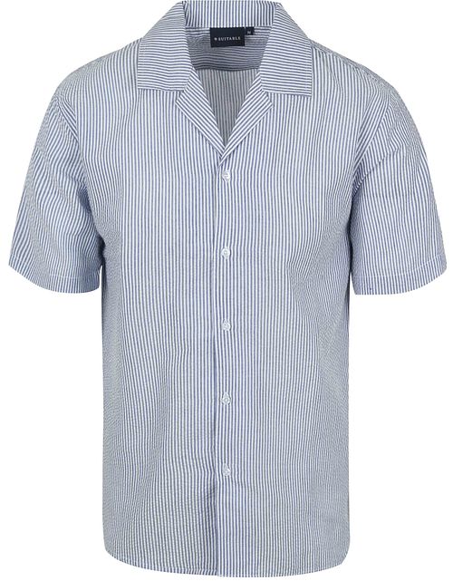 Suitable Chemise Short Sleeve Stripe Seersucker Bleu Clair Product