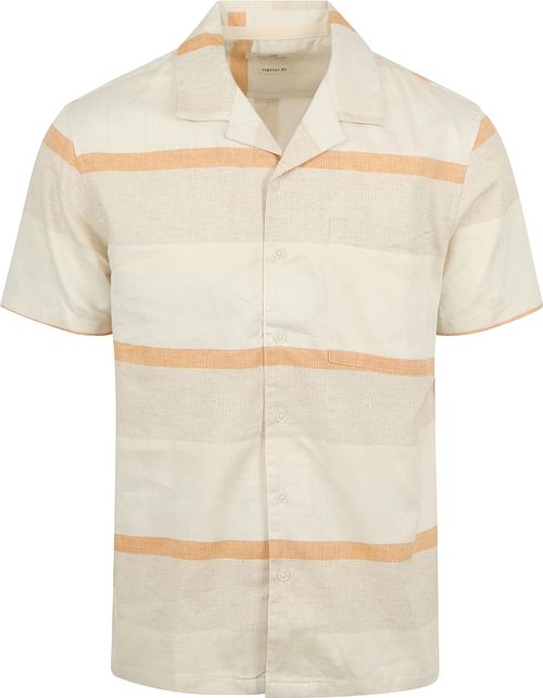 Anerkjendt Short Sleeve Shirt Leo Linen Stripe Ecru Product