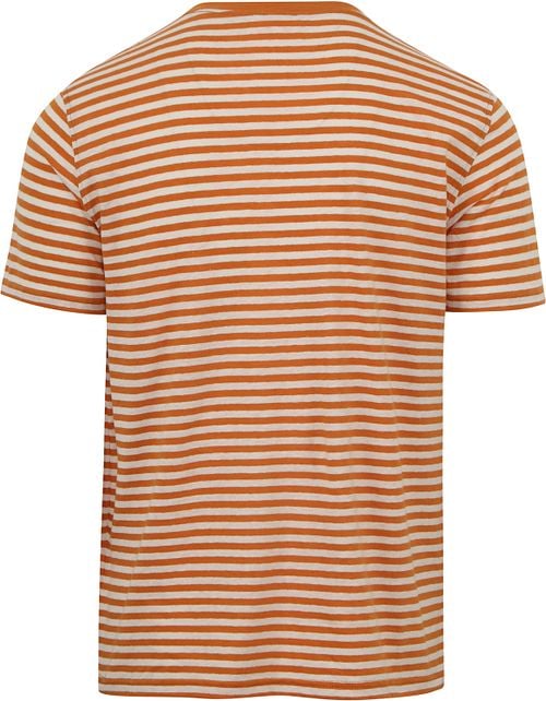 Armor-Lux T-Shirt Linen Stripes Orange Product / Achterkant