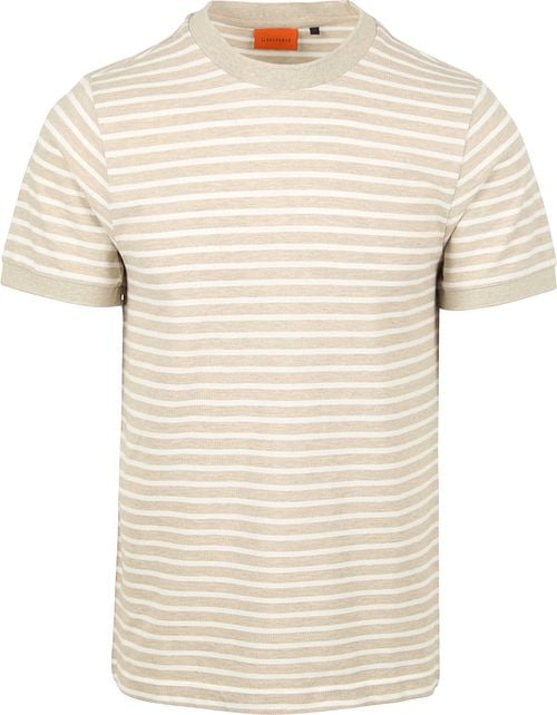 Suitable T-shirt Isaac Stripe Piqué Pebble Product