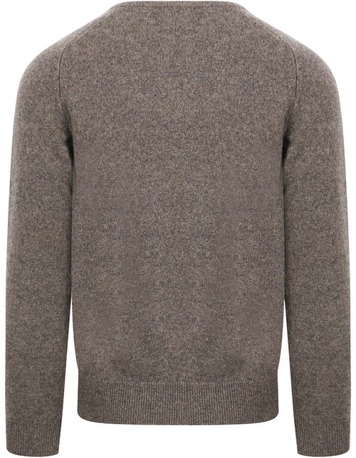 William Lockie V-Auschnitt Pullover Lammwolle Braun-Grau Product / Achterkant