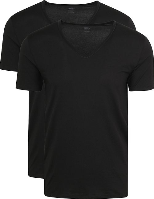 Mey V-Ausschnitt Dry Cotton T-Shirt Schwarz 2-Pack Product
