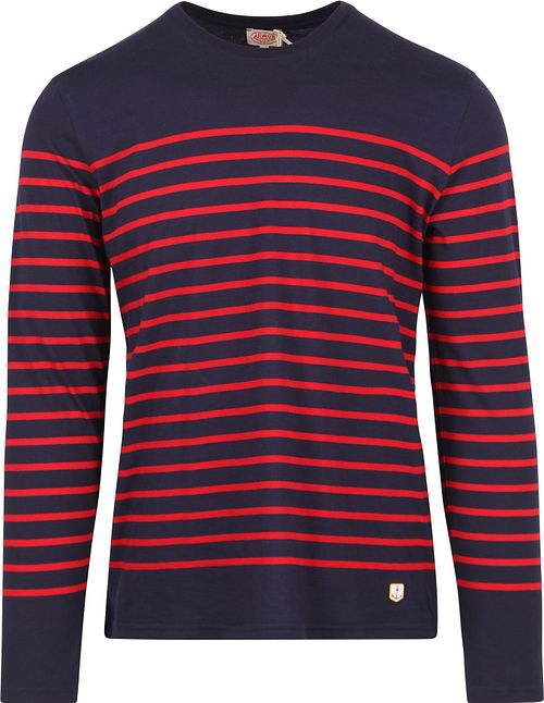 Armor-Lux Port-Louis T-Shirt Strepen Donkerblauw Rood Product