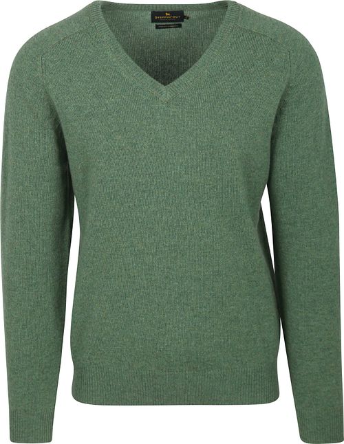 Steppin' Out Pullover V-Neck Lambswool Mid Green Product