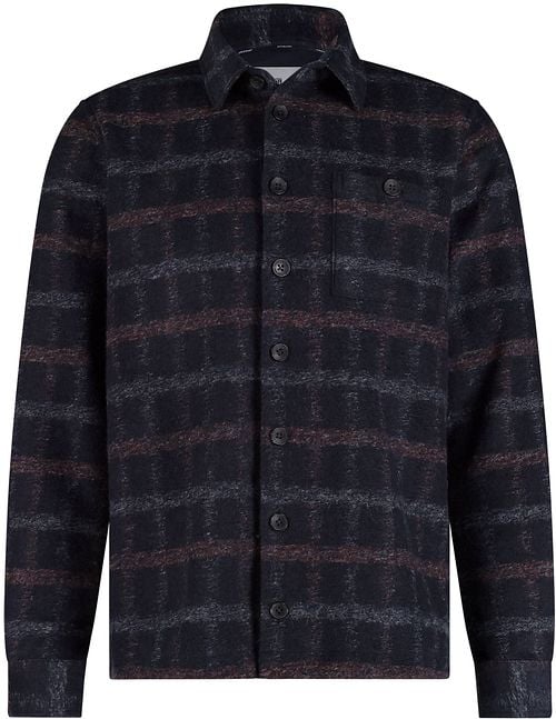 State Of Art Overshirt Wool Blend Checks Navy Product