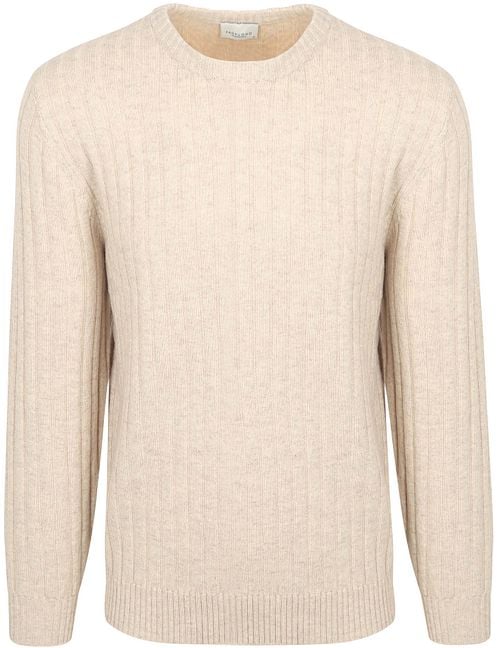 Profuomo Pullover Rib Wol Blend Sand Product