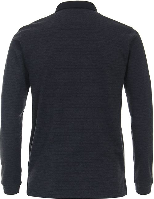 Casa Moda Longsleeve Poloshirt Stripes Navy Product / Achterkant