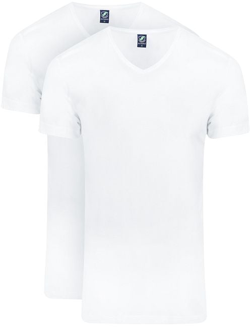 Suitable Vibambo T-Shirt V-Neck White 2-Pack Product