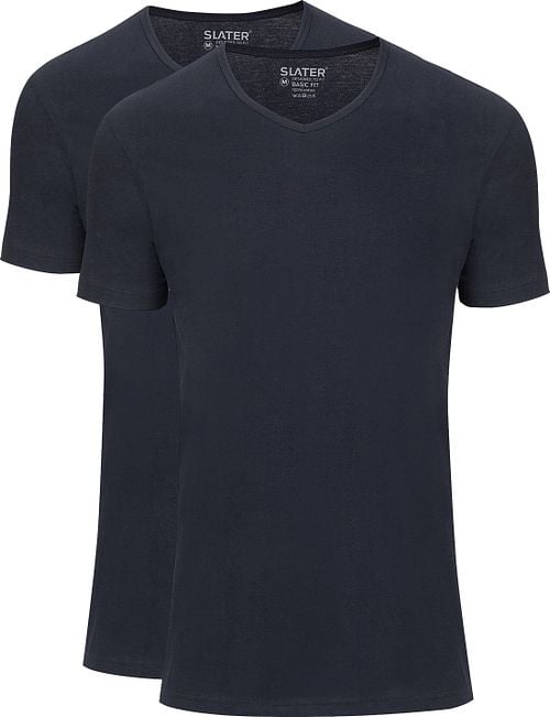 Slater 2-pack Basic Fit T-shirt V-neck Navy Product