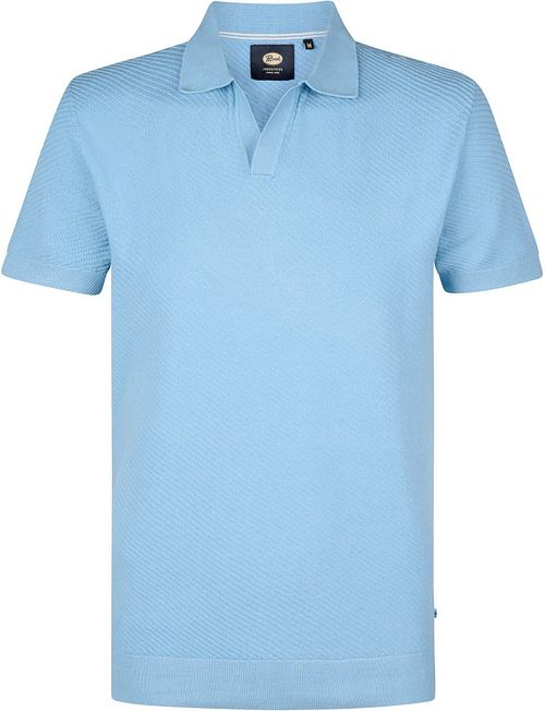 Petrol Knitted Polo Shirt Light Blue Product
