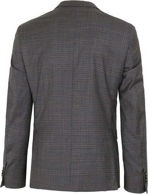 Suitable Costume Toulon Laine à Carreaux Gris Marron Product / Achterkant