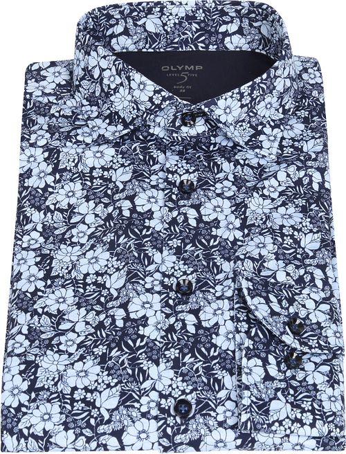 OLYMP Lvl 5 Hemd 24/Seven Bloemen Donkerblauw Product / Detail