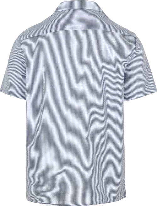 Suitable Short Sleeve Hemd Stripe Seersucker Hellblau Product / Achterkant