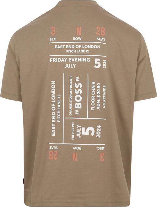 BOSS T-shirt Backprint Lichtbruin Product / Achterkant