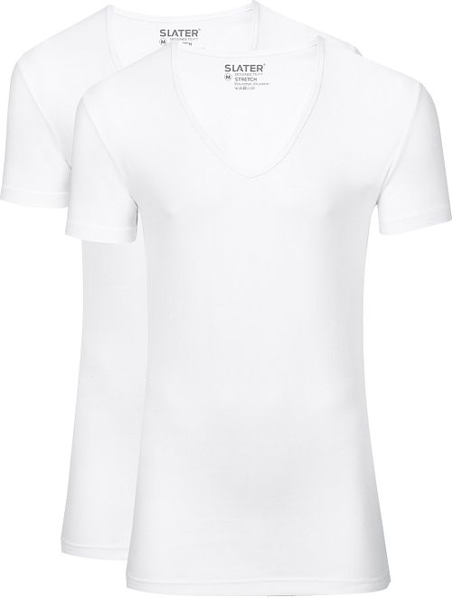 Slater T-Shirts Stretch Lot de 2 Col-V Profond Blanc Product