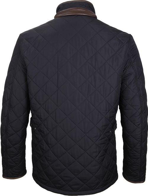 Barbour Manteau Matelassé Powell Bleu Foncé Product / Achterkant