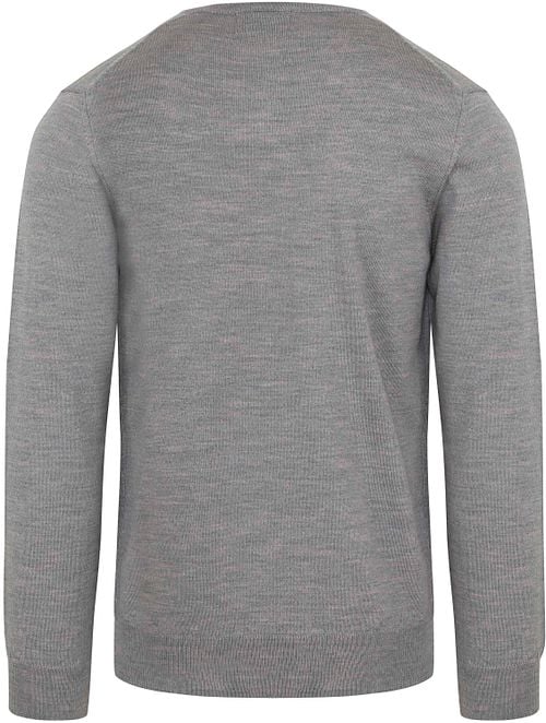 Suitable Pullover V-Hals Wol Grijs Product / Achterkant