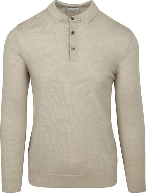 Profuomo Longsleeve Poloshirt Merinowol Beige