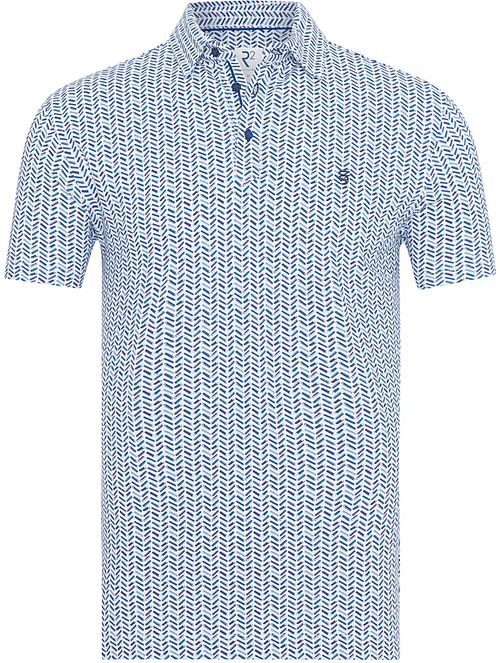 R2 Amsterdam Polo Shirt Piqué Print Blue Product
