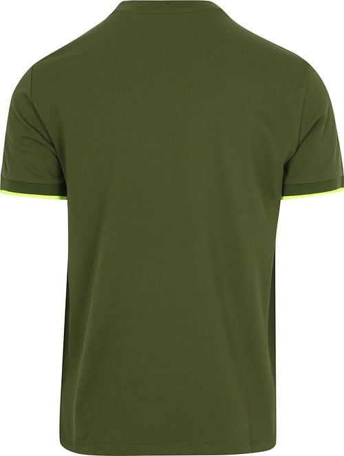 Sun68 Piqué T-Shirt Fluo Stripe Army Green Product / Achterkant
