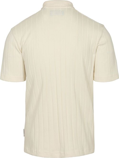 Marc O'Polo Knitted Polo Shirt Rib Structure Off White Product / Achterkant