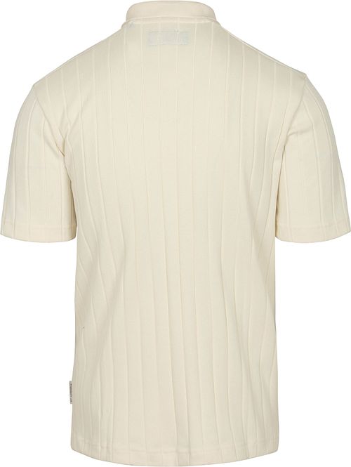 Marc O'Polo Knitted Poloshirt Ribstructuur Off White Product / Achterkant