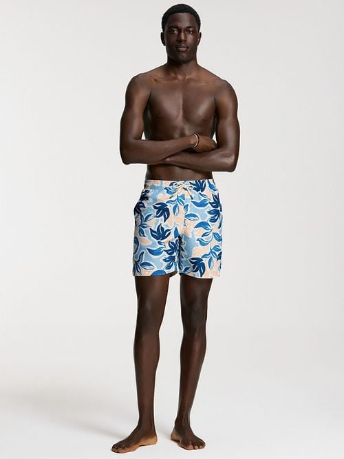 Shiwi Swimshorts Mike Floral Leafs Blue Model / Voorkant