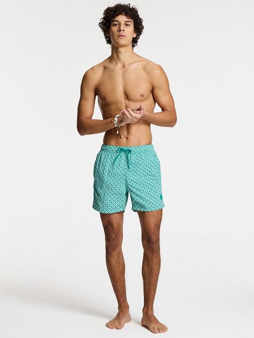 Shiwi Swimshorts Nate Coral Reverse Turquoise Model / Voorkant