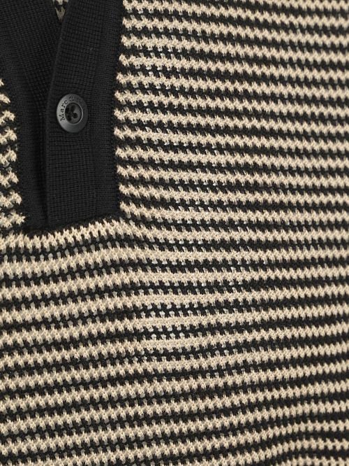 Marc O'Polo Knitted Polo Shirt Stripes Black Beige Product / Detail
