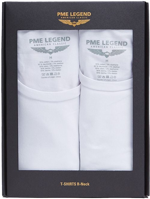 PME Legend Basic T-Shirt 2er Pack O-Ausschnitt Weiß Verpakking