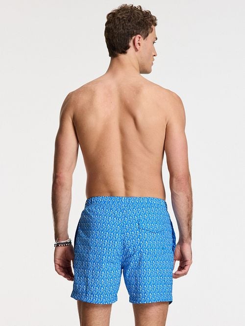 Shiwi Badeshorts Nick Wavy Coral Blau Model / Achterkant