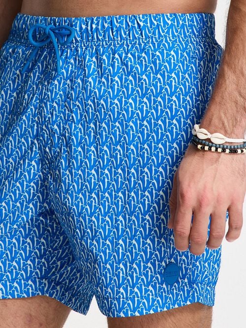 Shiwi Swimshorts Nick Wavy Coral Blue Model / Detail