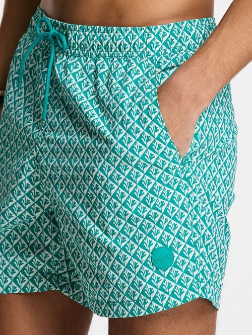 Shiwi Swimshorts Nate Coral Reverse Turquoise Model / Detail