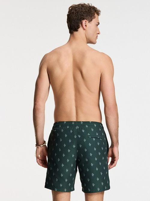Shiwi Swimshorts Mike Sketched Coral Dark Green Model / Achterkant