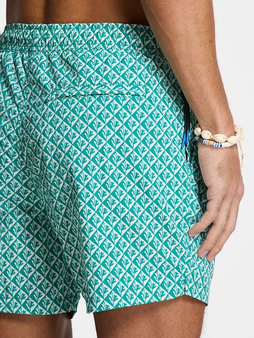 Shiwi Swimshorts Nate Coral Reverse Turquoise Model / Detail