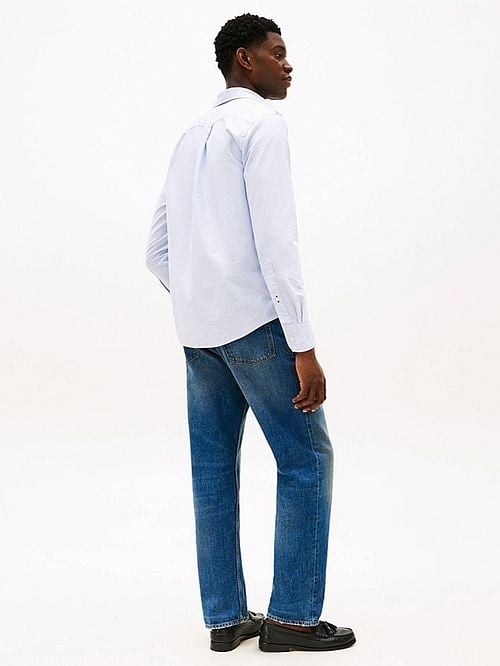 Tommy Hilfiger Oxford Shirt Stripes Light Blue Model / Achterkant