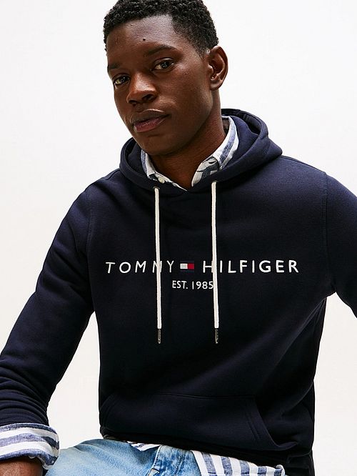 Tommy Hilfiger Sweat à Capuche Core Bleu Foncé Model / Detail
