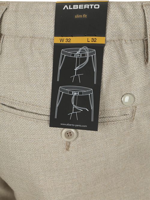 Alberto Trousers Jump Flannel Herringbone Beige