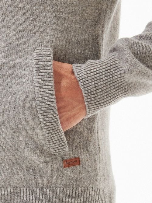 Barbour Zip Cardigan Wool Greige Model / Detail