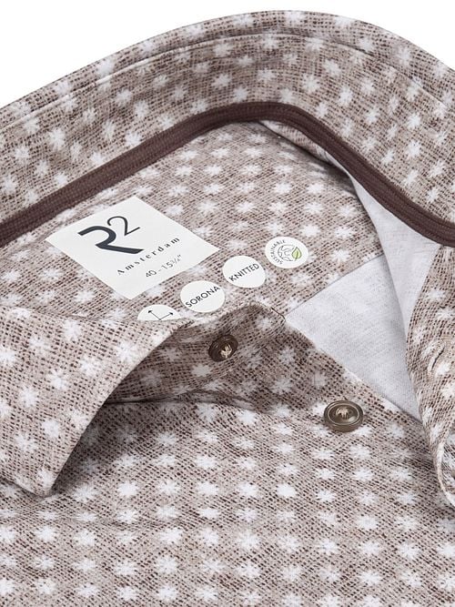 R2 Hemd Sorona Flower Druck Beige