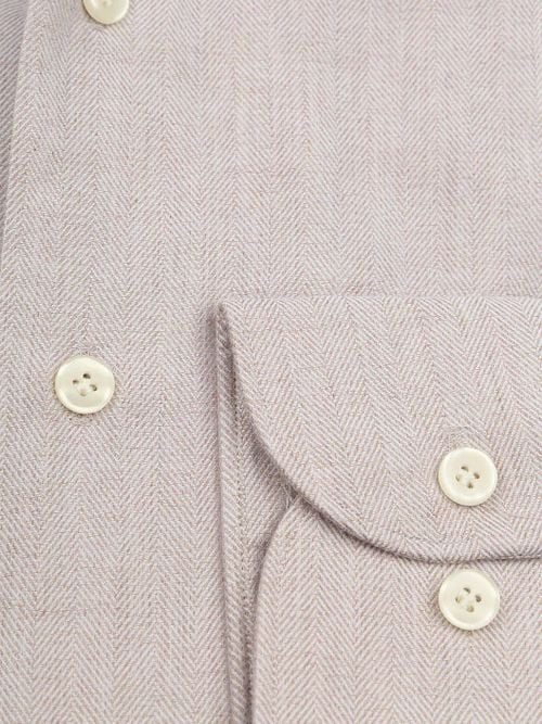 Profuomo Shirt Peached Herringbone Flanel Beige
