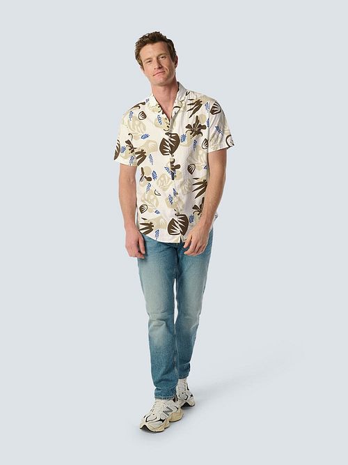No Excess Short Sleeve Shirt Seersucker Beige Model / Voorkant