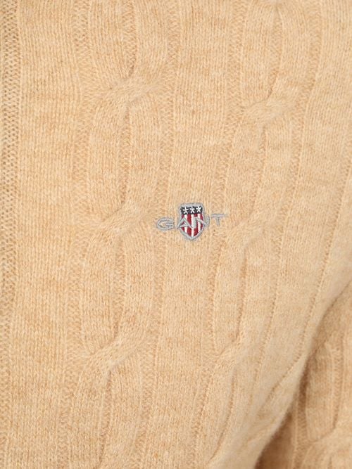 Gant Halfzip Lambswool Sweater Cable Beige