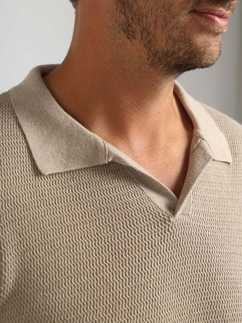 Suitable Pullover Riva Structure Melange Sand Model / Detail