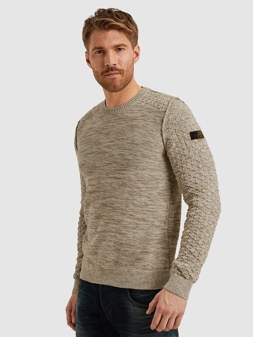 PME Legend Sweater Mouliné Beige Model / Zijkant